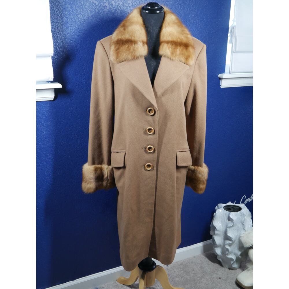 Stunning Camel Cashmere & Golden Barguzin Russian Sable Fur Coat Jacket